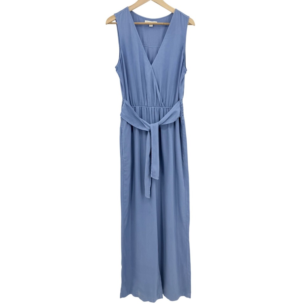 Chelsea & Violet Blue Tencel Lyocell Wide Leg Tie Waist Jumper Jumpsuit Large